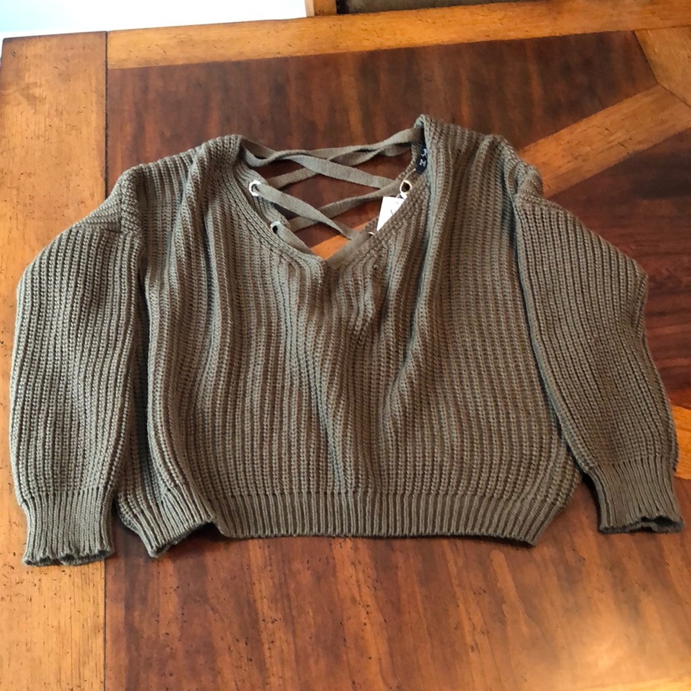Chunky knit sweater.